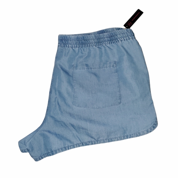 No Boundaries NWT Juniors Tie Front Chambray Shorts Light Wash 574 575 - Picture 5 of 6